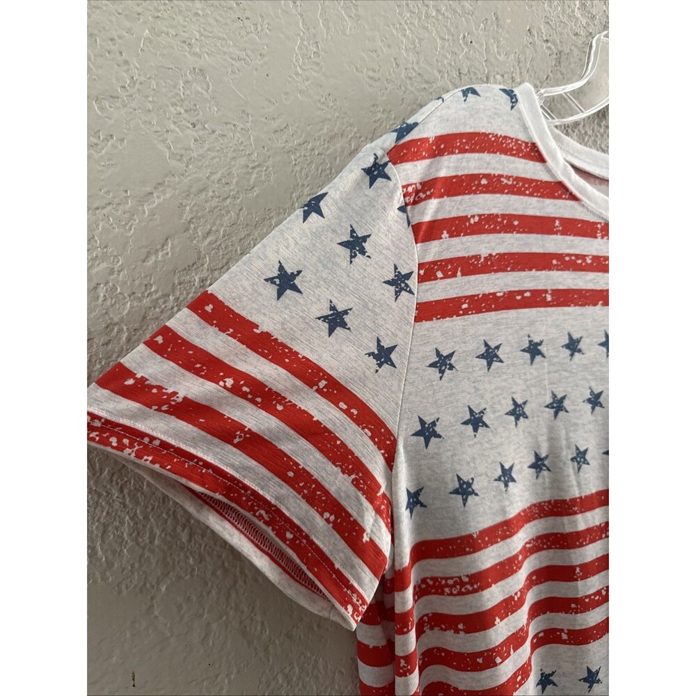 4th of July T- Shirt Plus Size 2XL Gray Blue Red American Patriotic - Picture 4 of 9